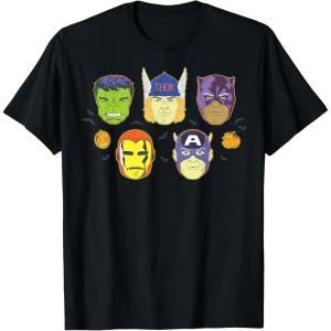 imageMarvel Avengers Halloween Retro Vintage Masks Costume TShirtBlack