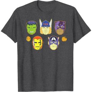 imageMarvel Avengers Halloween Retro Vintage Masks Costume TShirtDark Heather Grey