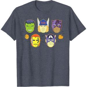 imageMarvel Avengers Halloween Retro Vintage Masks Costume TShirtHeather Blue