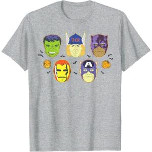 imageMarvel Avengers Halloween Retro Vintage Masks Costume TShirtHeather Grey