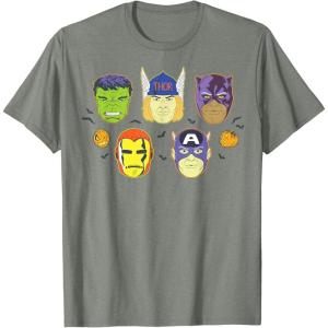 imageMarvel Avengers Halloween Retro Vintage Masks Costume TShirtOlive Heather