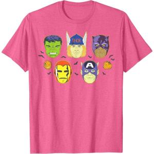 imageMarvel Avengers Halloween Retro Vintage Masks Costume TShirtPink Heather