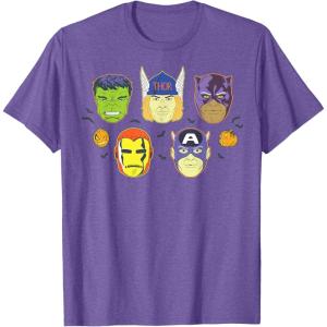 imageMarvel Avengers Halloween Retro Vintage Masks Costume TShirtPurple Heather