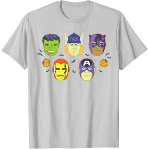 imageMarvel Avengers Halloween Retro Vintage Masks Costume TShirtSilver Grey
