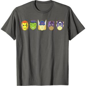 imageMarvel Avengers Halloween Retro Vintage Masks Lineup TShirtAsphalt Grey