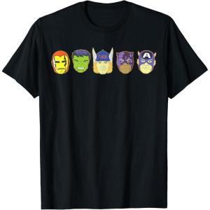 imageMarvel Avengers Halloween Retro Vintage Masks Lineup TShirtBlack