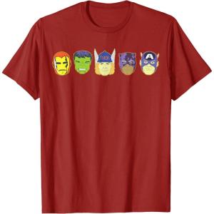 imageMarvel Avengers Halloween Retro Vintage Masks Lineup TShirtCranberry Red