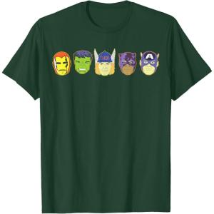 imageMarvel Avengers Halloween Retro Vintage Masks Lineup TShirtDark Green