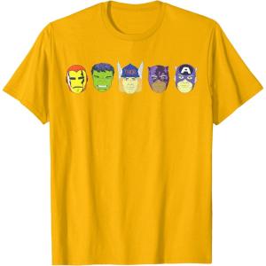 imageMarvel Avengers Halloween Retro Vintage Masks Lineup TShirtGolden Yellow