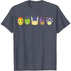 imageMarvel Avengers Halloween Retro Vintage Masks Lineup TShirtHeather Blue