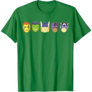 imageMarvel Avengers Halloween Retro Vintage Masks Lineup TShirtKelly Green