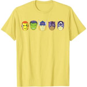 imageMarvel Avengers Halloween Retro Vintage Masks Lineup TShirtLemon Yellow