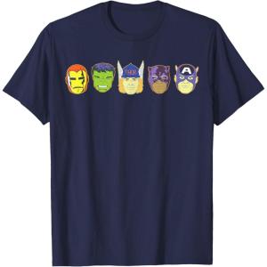 imageMarvel Avengers Halloween Retro Vintage Masks Lineup TShirtNavy Blue
