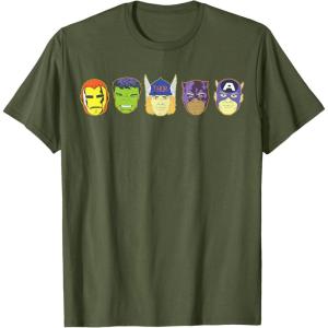 imageMarvel Avengers Halloween Retro Vintage Masks Lineup TShirtOlive Green