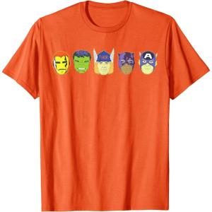imageMarvel Avengers Halloween Retro Vintage Masks Lineup TShirtOrange