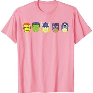 imageMarvel Avengers Halloween Retro Vintage Masks Lineup TShirtPink