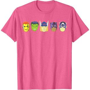 imageMarvel Avengers Halloween Retro Vintage Masks Lineup TShirtPink Heather
