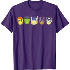 imageMarvel Avengers Halloween Retro Vintage Masks Lineup TShirtPurple