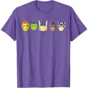 imageMarvel Avengers Halloween Retro Vintage Masks Lineup TShirtPurple Heather