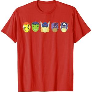 imageMarvel Avengers Halloween Retro Vintage Masks Lineup TShirtRed
