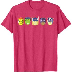 imageMarvel Avengers Halloween Retro Vintage Masks Lineup TShirtRed Heather