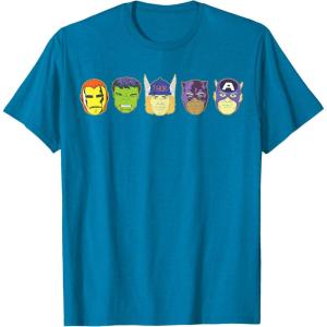 imageMarvel Avengers Halloween Retro Vintage Masks Lineup TShirtSapphire Blue