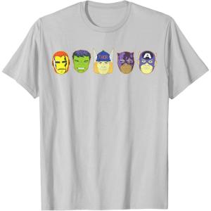imageMarvel Avengers Halloween Retro Vintage Masks Lineup TShirtSilver Grey