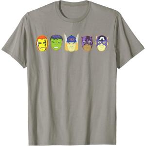 imageMarvel Avengers Halloween Retro Vintage Masks Lineup TShirtSlate Grey