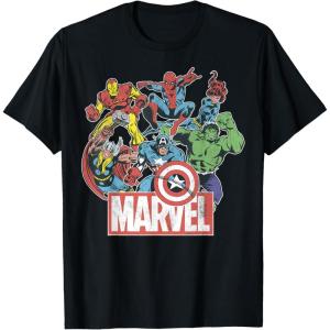 imageMarvel Avengers Team Retro Comic Vintage Graphic TShirtBlack