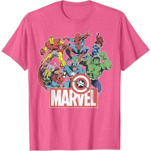 imageMarvel Avengers Team Retro Comic Vintage Graphic TShirtPink Heather