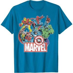 imageMarvel Avengers Team Retro Comic Vintage Graphic TShirtSapphire Blue