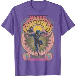 imageMarvel Black Panther Vintage 70s Poster Style TShirtPurple Heather
