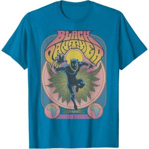 imageMarvel Black Panther Vintage 70s Poster Style TShirtSapphire Blue