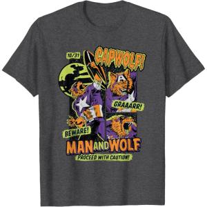 imageMarvel Captain America Halloween Werewolf Beware Capwolf TShirtDark Heather Grey