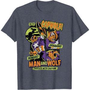 imageMarvel Captain America Halloween Werewolf Beware Capwolf TShirtHeather Blue