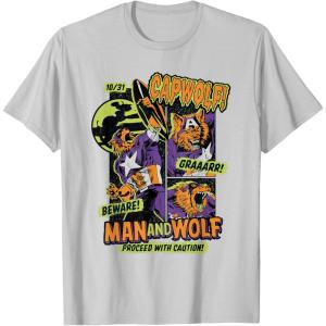 imageMarvel Captain America Halloween Werewolf Beware Capwolf TShirtSilver Grey