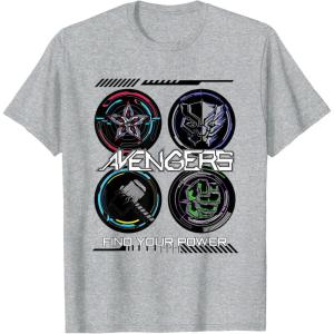 imageMarvel Comics Avengers Find Your Power Icons TShirtHeather Grey
