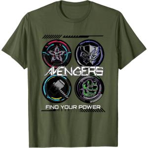 imageMarvel Comics Avengers Find Your Power Icons TShirtOlive Green