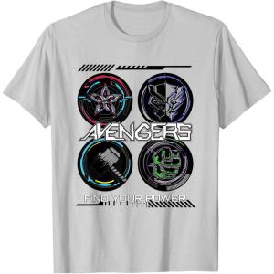 imageMarvel Comics Avengers Find Your Power Icons TShirtSilver Grey