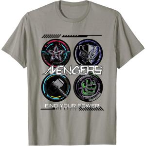 imageMarvel Comics Avengers Find Your Power Icons TShirtSlate Grey