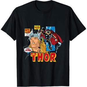 imageMarvel Comics Mighty Thor Retro Distressed Comic TShirt TShirtBlack