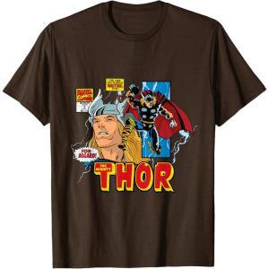 imageMarvel Comics Mighty Thor Retro Distressed Comic TShirt TShirtBrown