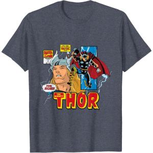 imageMarvel Comics Mighty Thor Retro Distressed Comic TShirt TShirtHeather Blue