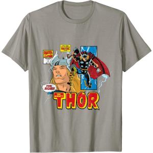 imageMarvel Comics Mighty Thor Retro Distressed Comic TShirt TShirtSlate Grey