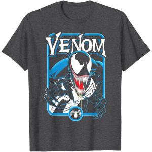 imageMarvel Comics Retro Classic Venom Lurking Bust Portrait TShirtDark Heather Grey