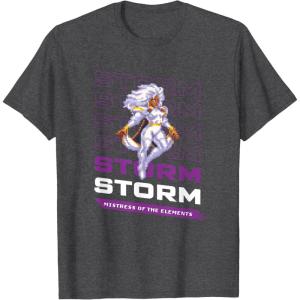 imageMarvel Cosmic Invasion Game Storm XMen Retro Pixel Graphics TShirtDark Heather Grey