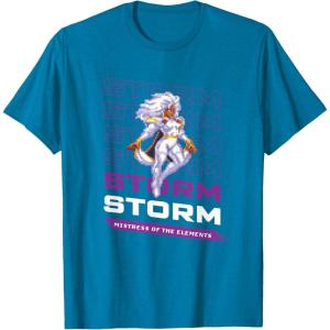 imageMarvel Cosmic Invasion Game Storm XMen Retro Pixel Graphics TShirtSapphire Blue