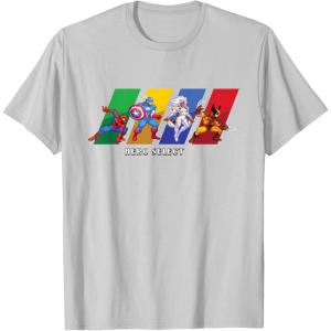 imageMarvel Cosmic Invasion Game Super Hero Select Screen Retro TShirtSilver Grey