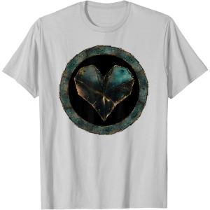 imageMarvel Iron Heart Metallic Heart Vintage Chest Emblem TShirtSilver Grey