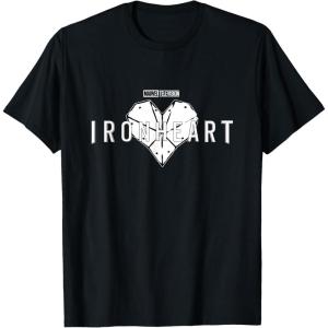 imageMarvel Iron Heart Metallic White HeartShaped Logo TShirtBlack